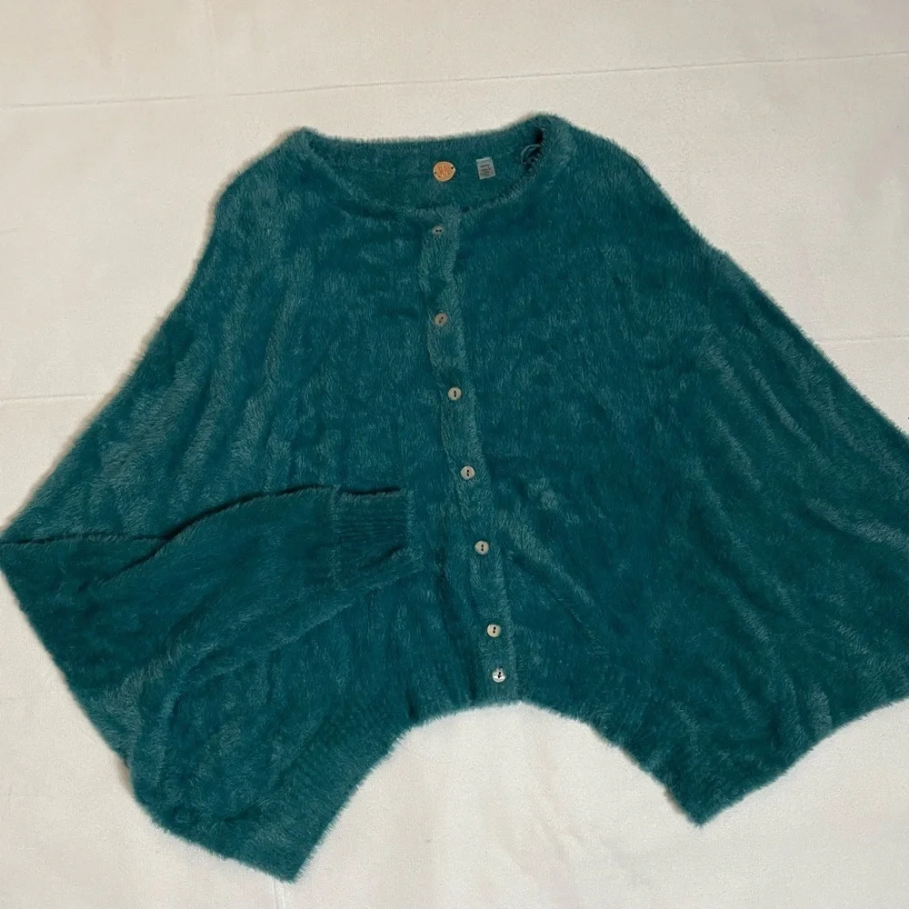New Free People FP One Wyatt Teal Long Sleeve Sweater Size XS